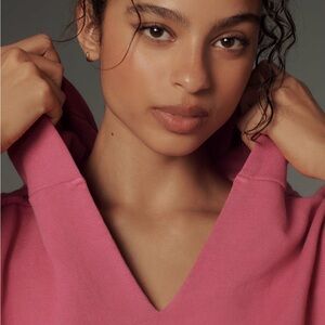 Pink V-Neck Hoodie- Sleeveless - Pilcro at Anthropologie